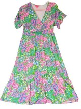 LILLY PULITZER Juliet Ruffle Midi Dress Sz M Cherry On Top Multi Floral ... - £78.18 GBP
