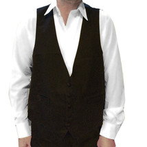 Mens Black Tuxedo Vest with 5 Buttons &amp; Satin Back - $16.99