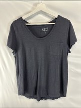 Loft Gray Vintage Soft 100% Cotton T Shirt Top L - $13.83