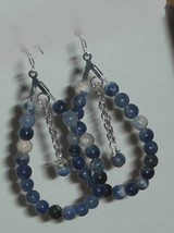 STUNNING SODALITE HOOPS  BEADS EARRINGS - £7.98 GBP