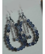 STUNNING SODALITE HOOPS  BEADS EARRINGS - £7.98 GBP