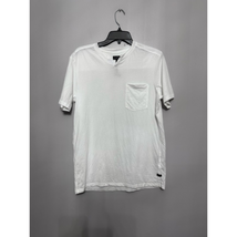 Good Man Basic T-Shirt Men&#39;s S White Solid Notch Neck Pocket Tee New - $18.49