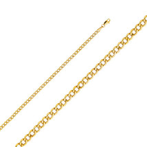 Genuine 14k Yellow Gold 3.5mm Wide Hollow Cuban Ladies Chain 7&quot; Women&#39;s Bracelet - £179.48 GBP