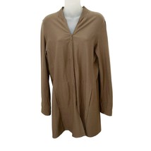 EILEEN FISHER Front Zip BROWN Viscose Tunic Ponte Stretch 2 Pocket size S - £22.65 GBP