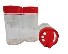 Large 8 OZ Clear Plastic Spice Container Bottle Jar With Red Cap- Set of... - £10.60 GBP