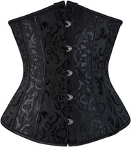 Steampunk Corset Black Jacquard Brocade Lace Up Costume Accessories 2XL - £28.03 GBP