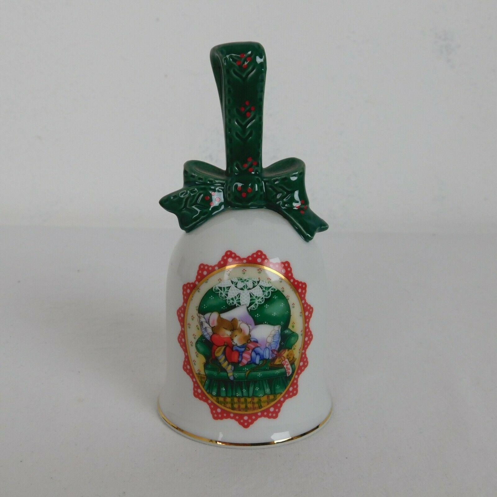 Avon 1990 Waiting For Santa Porcelain Christmas Bell Collectible Vintage Mouse - $5.95