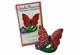 Butterfly Moth Figurine Danbury Mint Garden Treasure insect Red Glider flower  - £23.69 GBP