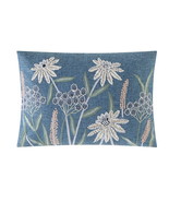 Chambray Embroidered Botanical Decorative Pillow 14&quot; X 20&quot; - £22.55 GBP