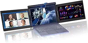 Triple Laptop Monitor Extender, 13.3&#39;&#39; 1080P Fullhd Ips Dual Portable Mo... - £376.46 GBP