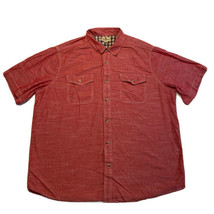 Woolrich Chambray Red Short Sleeve Button Up Shirt Mens XXL Chest Pockets - £10.80 GBP