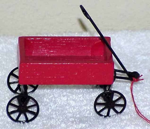 Vintage 1980's Red Wood & Metal Wagon Ornament, Doll House, etc - £9.61 GBP
