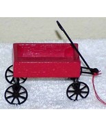 Vintage 1980's Red Wood & Metal Wagon Ornament, Doll House, etc - $12.00
