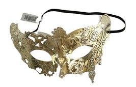 Halloween Gold Metallic Filigree Eye Half Mask Masquerade Ball Costume Cosplay - £18.08 GBP