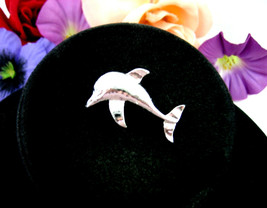 Gerry&#39;s Little Dolphin Pin Vintage Brooch Silvertone Lapel Jumping Porpoise Tiny - £13.23 GBP