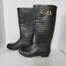 Steve Madden Womens Size 9 Knee High Rubber Rain Boots Croc Design Uppers - £15.50 GBP