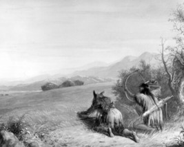 Native American Indians Hunting Buffalo With Bow Painting Giclee Print Canvas - £9.02 GBP+