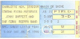 JIMMY Buffett Ticket Stumpf Juli 21 1990 Charlotte North Carolina - £32.14 GBP