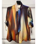 Artelier Nichole Miller multicolored sheer blouse, scarf quarter sleeve ... - $25.00