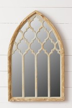 Cathedral Wall Mirror with Distressed wood Frame - £145.77 GBP