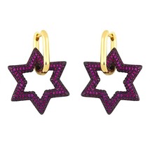 FA Geometric Star Earrings Dangle Crystal Statement Goth Earrings For Women CZ C - £13.89 GBP