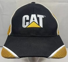 CAT Caterpillar Logo Pattern Adjustable Rear Adult Mesh Back Black Yellow - £6.08 GBP