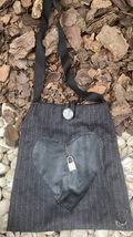 String handbag_Black Suit fabric with leather heart - $6.50