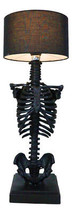 Gothic Ossuary Black Skeleton Rib Cage Torso Human Anatomy Table Lamp Wi... - $199.99