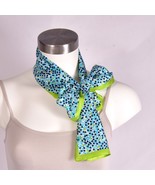 Thirty-One Bright Green &amp; Blue Impressionist Dots 100% Silk Tie Scarf 46... - $14.19