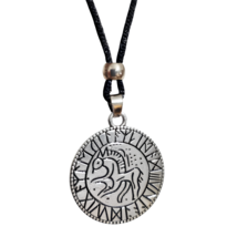Sleipnir Horse Pendant Necklace Steed Rune Cord Vadstena Norse Viking Jewellery - £7.24 GBP
