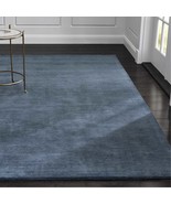 Area Rugs 10' x 14' Baxter Blue Hand Tufted CRATE & BARREL Soft Woolen Carpet - $1,499.00