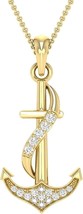 1.50 Ct Round Cut Lab-Created Diamond Anchor Pendant 14k Yellow Gold Plated - £133.13 GBP