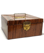 Vtg PORTA-FILE File Box-Mid Century-Wood Grain-No Key- 9 x 9 x 4.5&quot; - $15.47 CAD