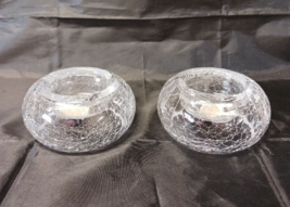 Yankee Candle Crackle Glass Candle Holders Clear Set of 2 Home Decor Decorative - $23.66