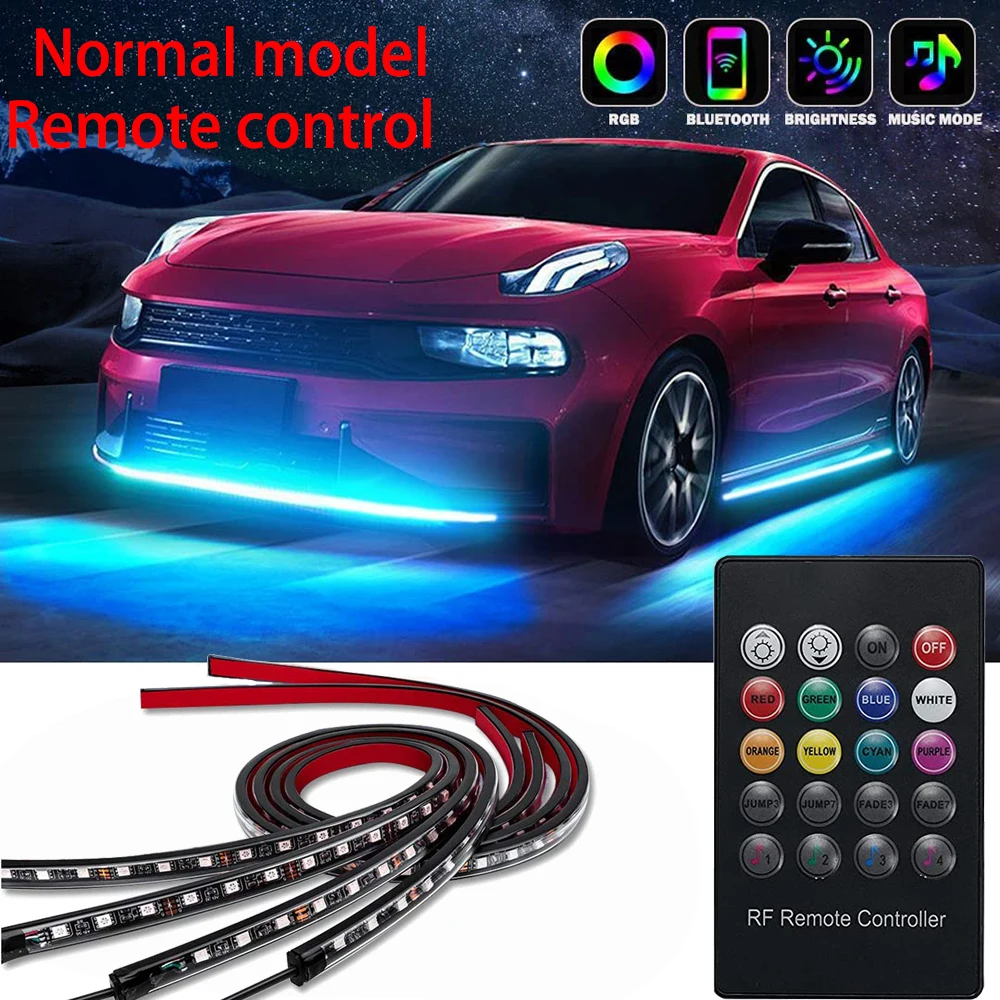 4IN1 Neon LED Strip Car Bottom Underglow Light APP 12V RGB Flexible LED Underbod - £133.40 GBP