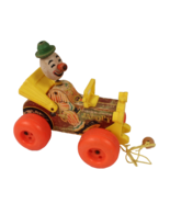 Vintage 1965 Fisher Price Jalopy Wooden Clown Car Childs Pull Toy #724 USA - $17.75 CAD
