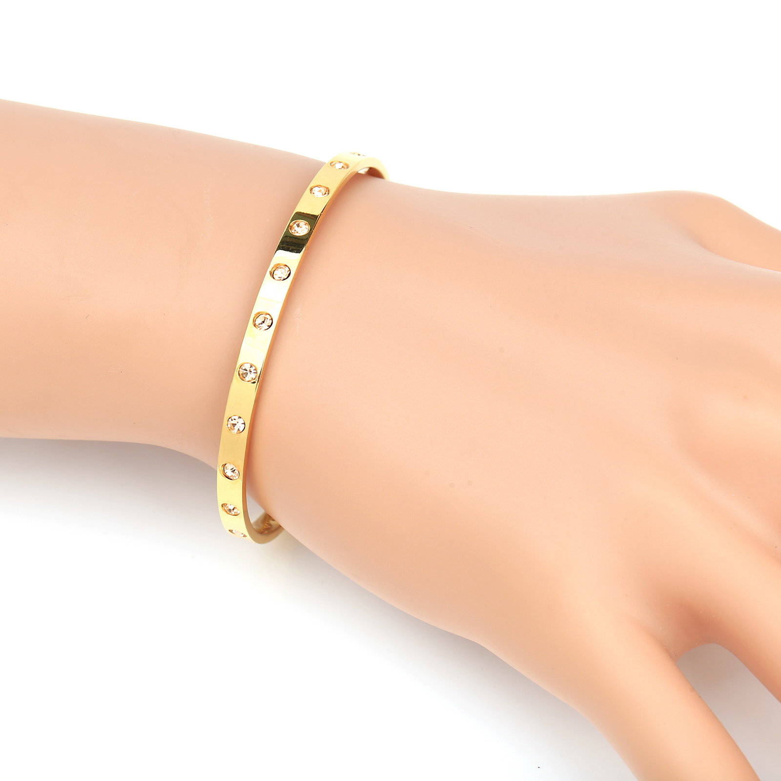 Gold Tone Bolo Bracelet With Champagne Sparkling Crystals