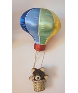 Vintage Rainbow Satin Hot Air Balloon Bear Plush Hanging Nursery Décor K... - $54.32 CAD
