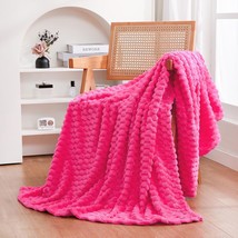 Puncuntex Hot Pink Throw Blanket 50&quot;×60&quot; Inches Gifts For Mom Fuzzy 3D Jacquard - $35.98