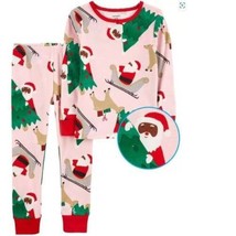 Girls Christmas Pajamas Carters Pink 2 Pc Top &amp; Pants Toddler-size 18 mths - £14.21 GBP