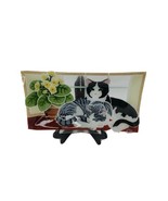 Peggy Karr Fused Collectors Large Plate Art Glass Cats LARGE Made in USA - $928.97 MXN