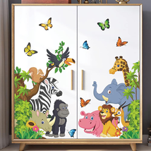 Jungle Wall Stickers Kids Room Jungle Animals Decor Safari Decals Baby Rooms Art - £15.81 GBP