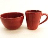 Large Ceramic Bowl &amp; Mug Set, Pottery Barn, Sausalito Pattern, Merlot Re... - £15.37 GBP