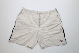 Vintage 90s Nautica Mens 2XL Faded Striped Spell Out Above Knee Shorts Cotton - £35.57 GBP