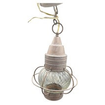 Vintage Thomas Industries Hanging Lantern Light Fixture Glass &amp; Metal USA - $1,201.37 MXN