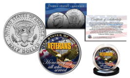 VETERANS United States Military Official Genuine JFK Kennedy Half Dollar... - £6.84 GBP