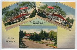 Elliott Motor Lodge US 30 Lincoln Highway Kearney Nebraska 1949 linen postcard - £5.18 GBP