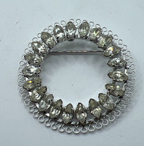 Beautiful Vintage Sterling Silver Star Art Rhinestone Brooch Pin - £14.75 GBP
