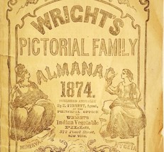 Wright&#39;s Pictorial Family Almanac 1874 Victorian With Sheet Music New York E11 - £31.33 GBP