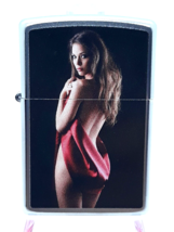 Pinup Girl  Wrapped In Red Satin Zippo Lighter Satin Chrome Finish - £23.97 GBP